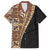 Samoan Siapo Family Matching Summer Maxi Dress and Hawaiian Shirt Tatau Pattern Half Style Retro Mode LT03 Dad's Shirt - Short Sleeve Brown - Polynesian Pride