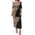 Samoan Siapo Puletasi Tatau Pattern Half Style Retro Mode LT03 Long Dress Brown - Polynesian Pride