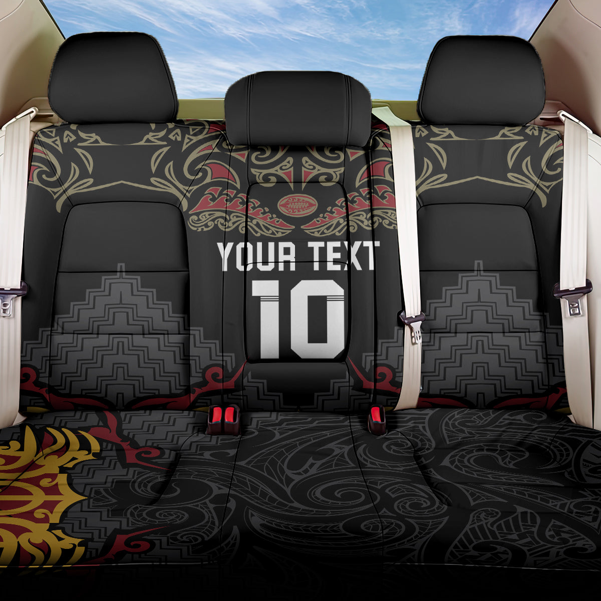Custom New Zealand Rugby Back Car Seat Cover Black Fern Maori Tribal Pattern LT03 One Size Black - Polynesian Pride