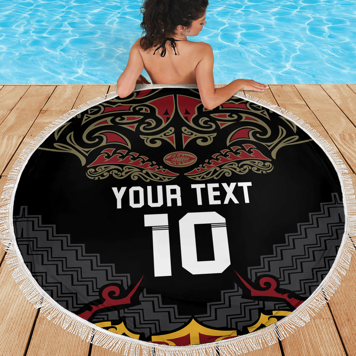 Custom New Zealand Rugby Beach Blanket Black Fern Maori Tribal Pattern LT03 - Polynesian Pride