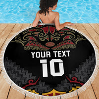 Custom New Zealand Rugby Beach Blanket Black Fern Maori Tribal Pattern LT03 - Polynesian Pride