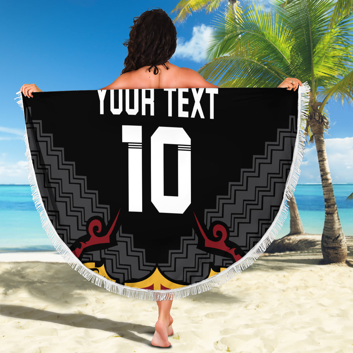 Custom New Zealand Rugby Beach Blanket Black Fern Maori Tribal Pattern LT03 - Polynesian Pride