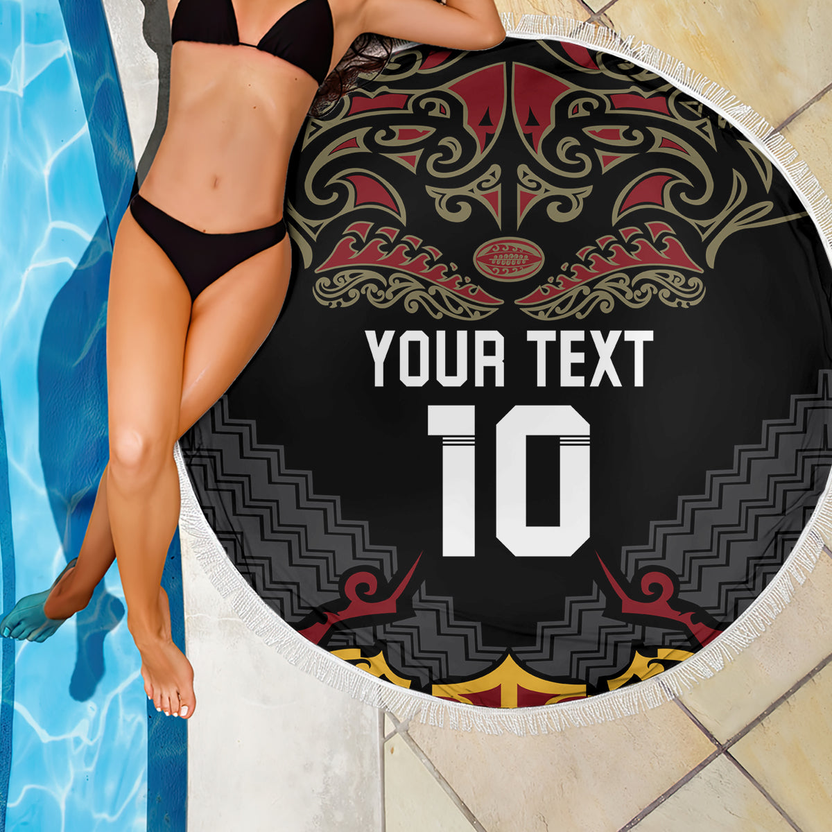 Custom New Zealand Rugby Beach Blanket Black Fern Maori Tribal Pattern LT03 - Polynesian Pride