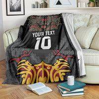 Custom New Zealand Rugby Blanket Black Fern Maori Tribal Pattern LT03 Black - Polynesian Pride