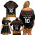 Custom New Zealand Rugby Family Matching Off Shoulder Short Dress and Hawaiian Shirt Black Fern Maori Tribal Pattern LT03 - Polynesian Pride