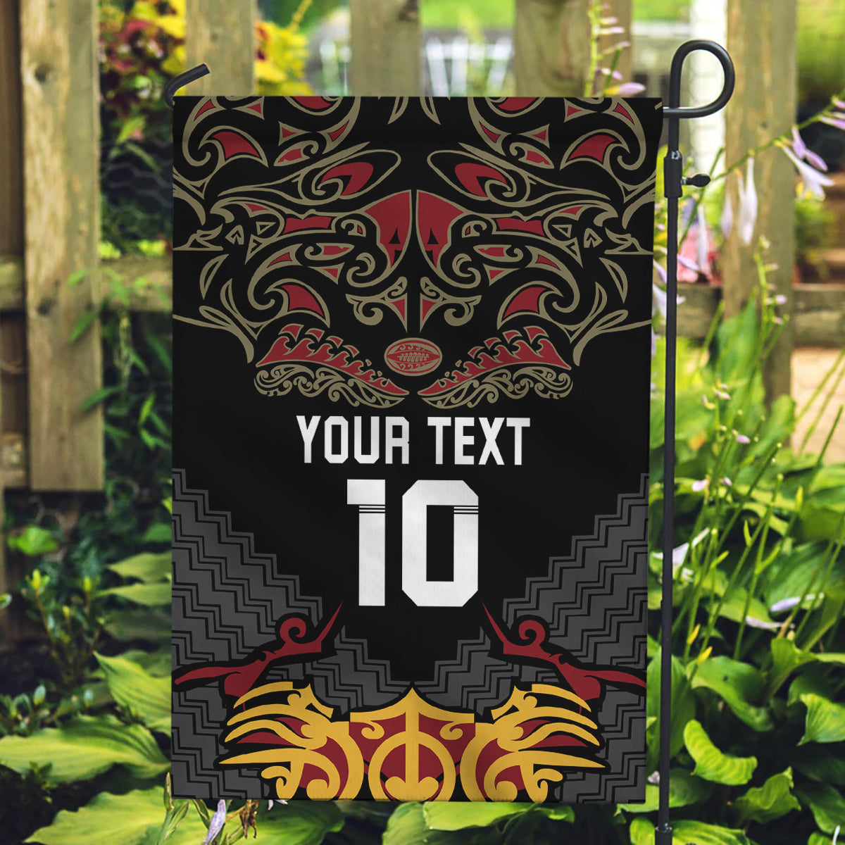 Custom New Zealand Rugby Garden Flag Black Fern Maori Tribal Pattern LT03 Garden Flag Black - Polynesian Pride