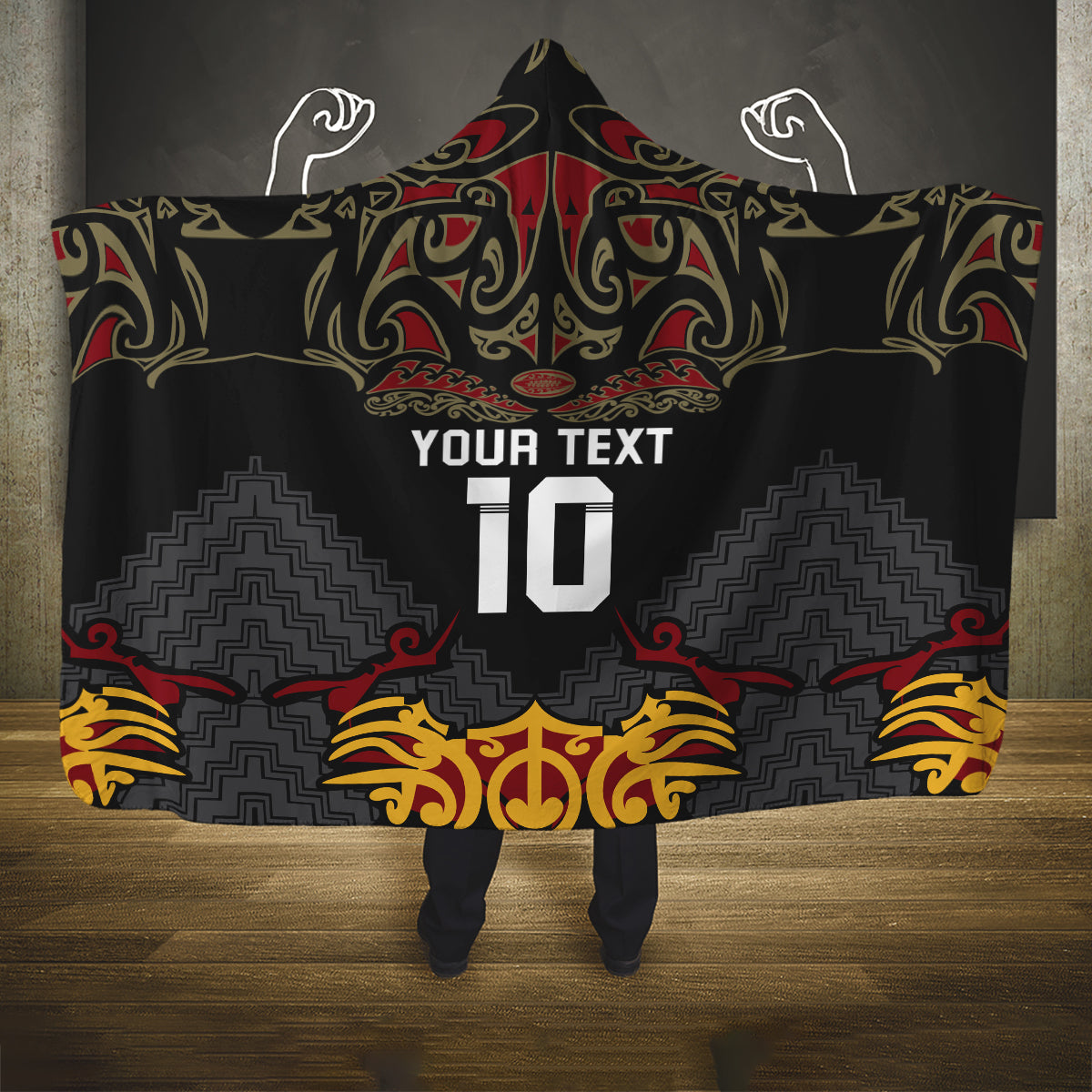 Custom New Zealand Rugby Hooded Blanket Black Fern Maori Tribal Pattern LT03 One Size Black - Polynesian Pride
