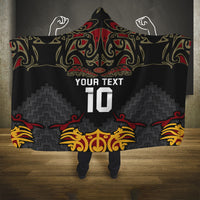 Custom New Zealand Rugby Hooded Blanket Black Fern Maori Tribal Pattern LT03 One Size Black - Polynesian Pride