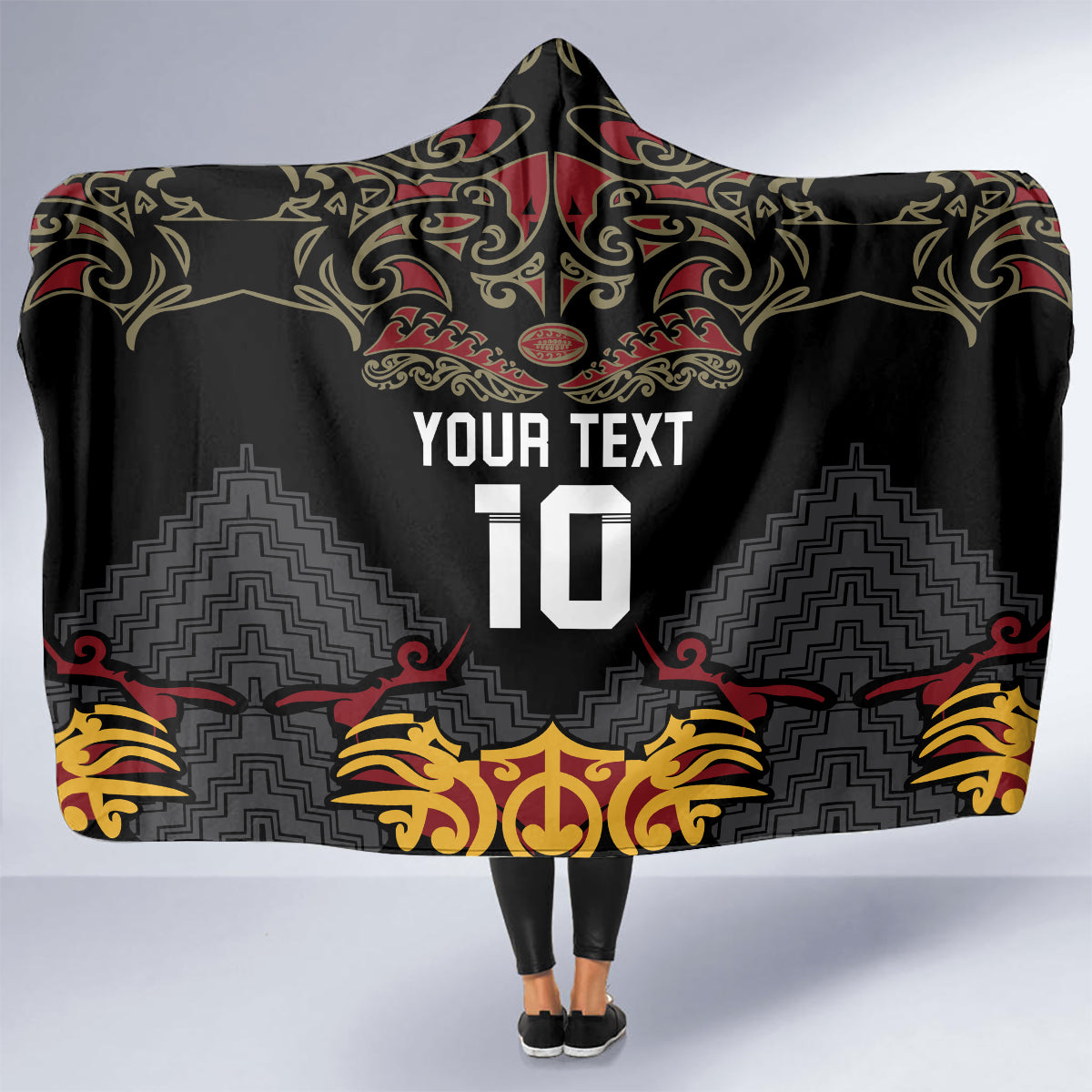Custom New Zealand Rugby Hooded Blanket Black Fern Maori Tribal Pattern LT03 - Polynesian Pride