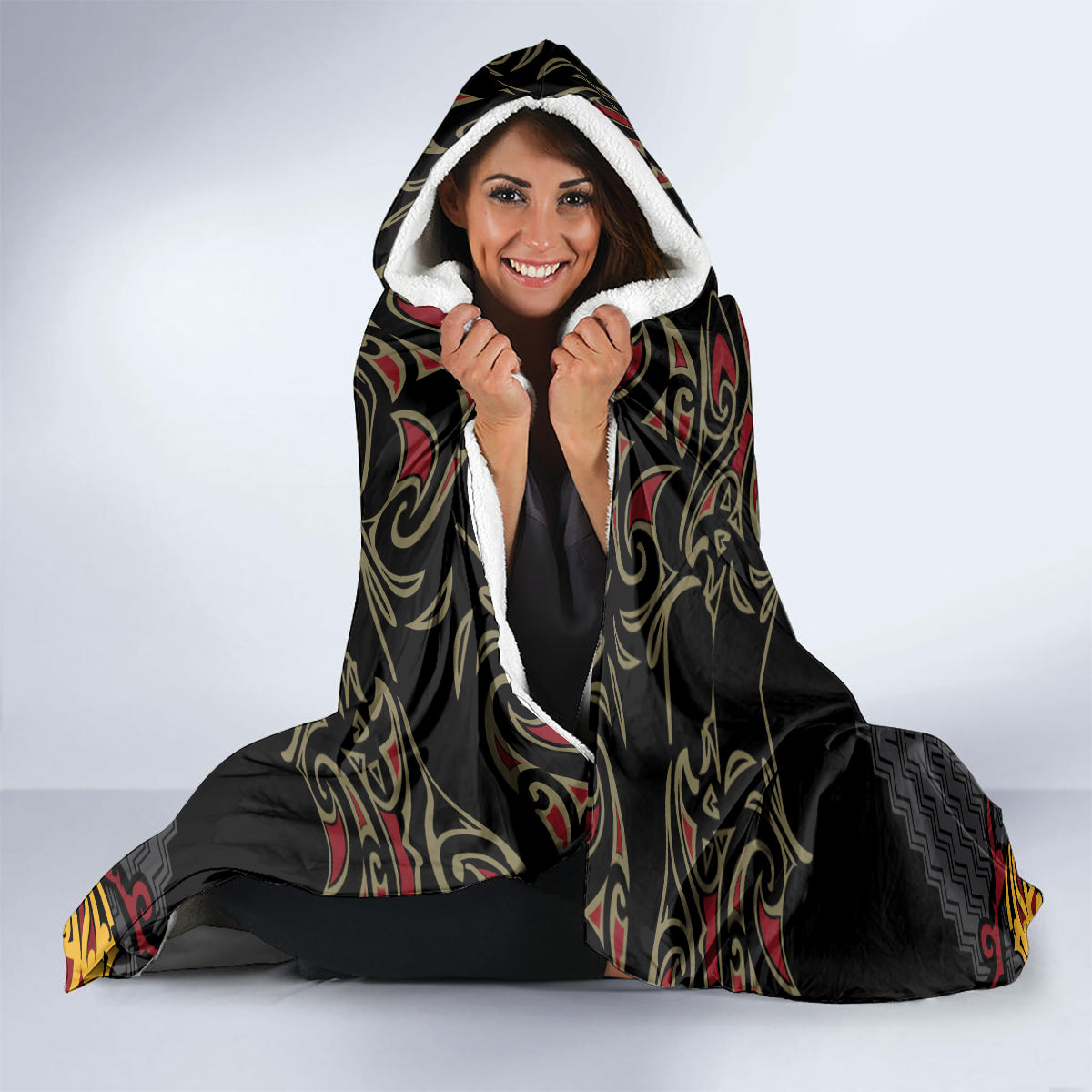 Custom New Zealand Rugby Hooded Blanket Black Fern Maori Tribal Pattern LT03 - Polynesian Pride