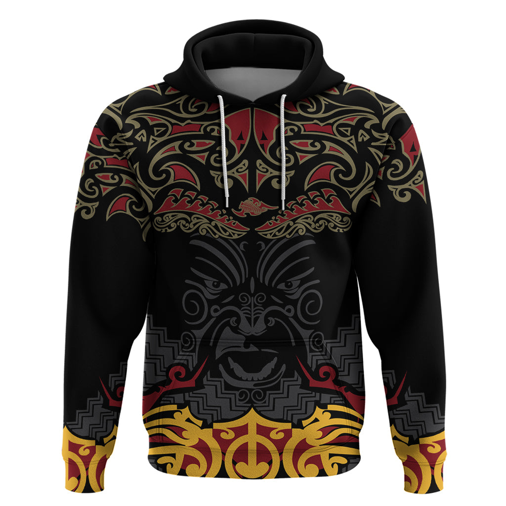 Custom New Zealand Rugby Hoodie Black Fern Maori Tribal Pattern LT03 Pullover Hoodie Black - Polynesian Pride