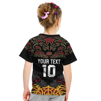 Custom New Zealand Rugby Kid T Shirt Black Fern Maori Tribal Pattern LT03 - Polynesian Pride