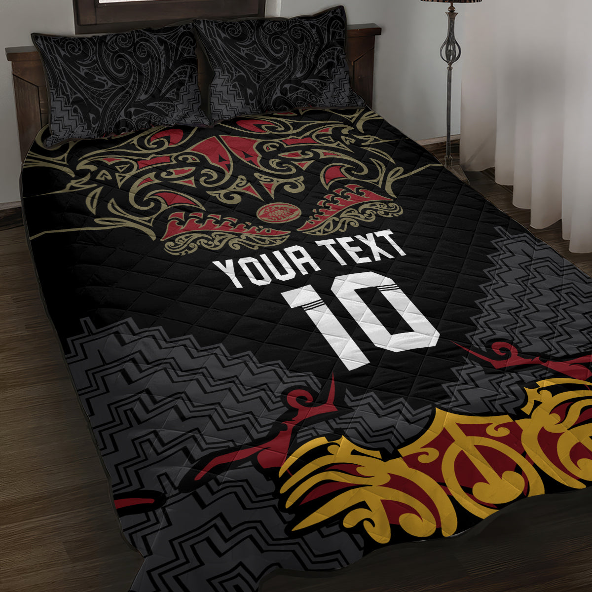 Custom New Zealand Rugby Quilt Bed Set Black Fern Maori Tribal Pattern LT03 Black - Polynesian Pride