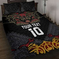 Custom New Zealand Rugby Quilt Bed Set Black Fern Maori Tribal Pattern LT03 Black - Polynesian Pride