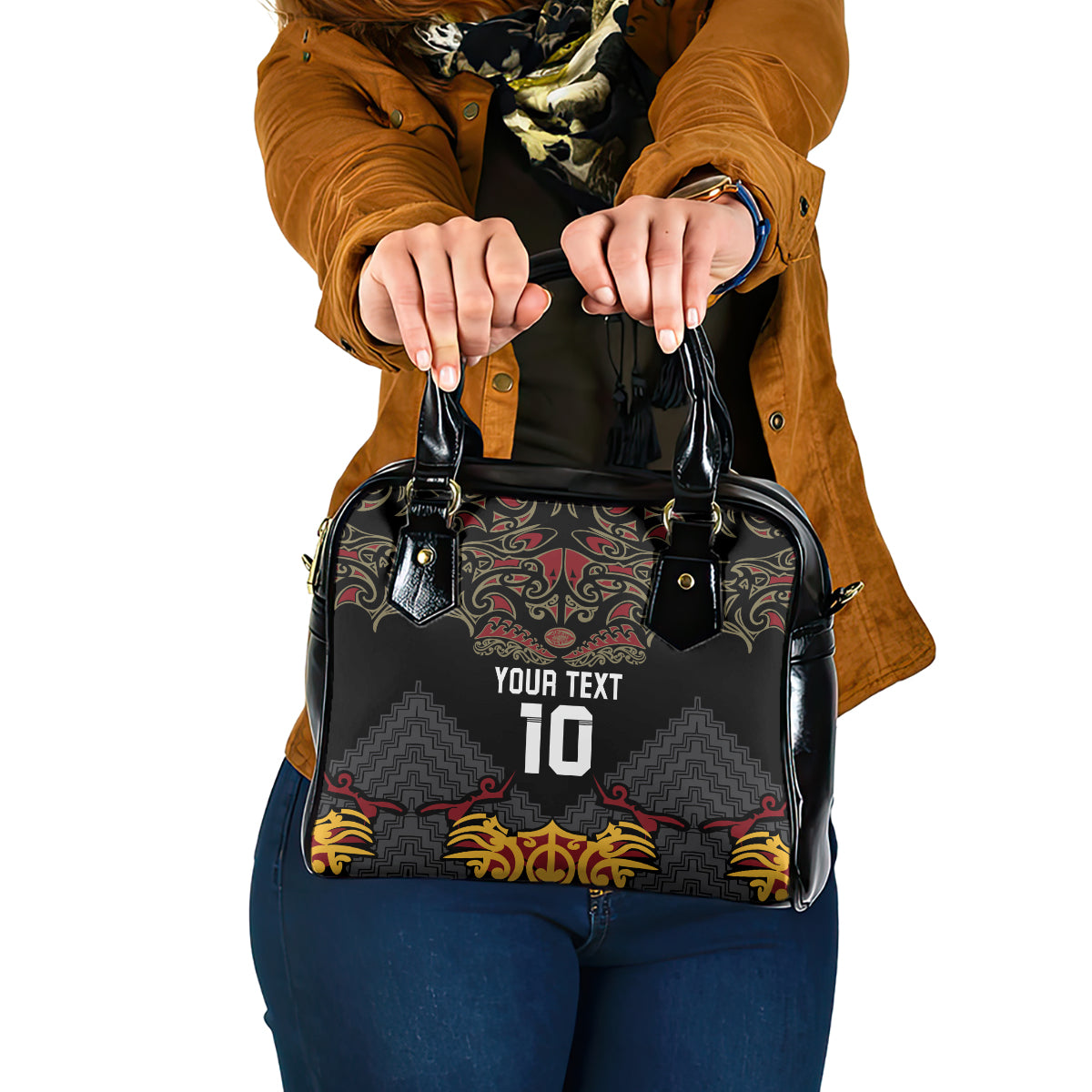Custom New Zealand Rugby Shoulder Handbag Black Fern Maori Tribal Pattern LT03 One Size Black - Polynesian Pride