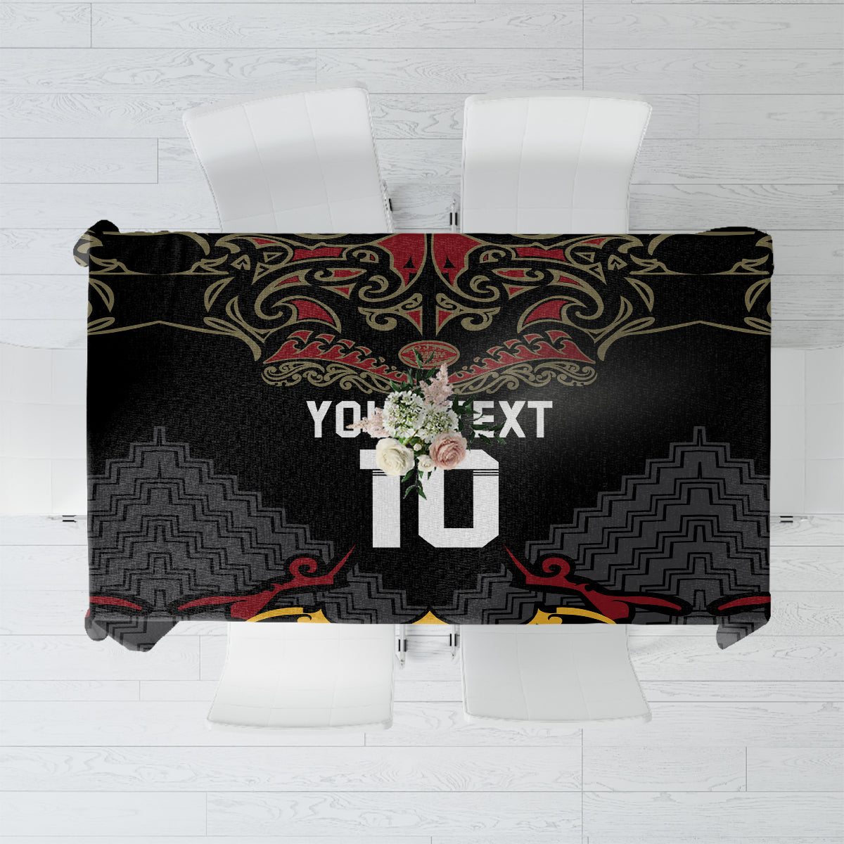 Custom New Zealand Rugby Tablecloth Black Fern Maori Tribal Pattern LT03 Black - Polynesian Pride