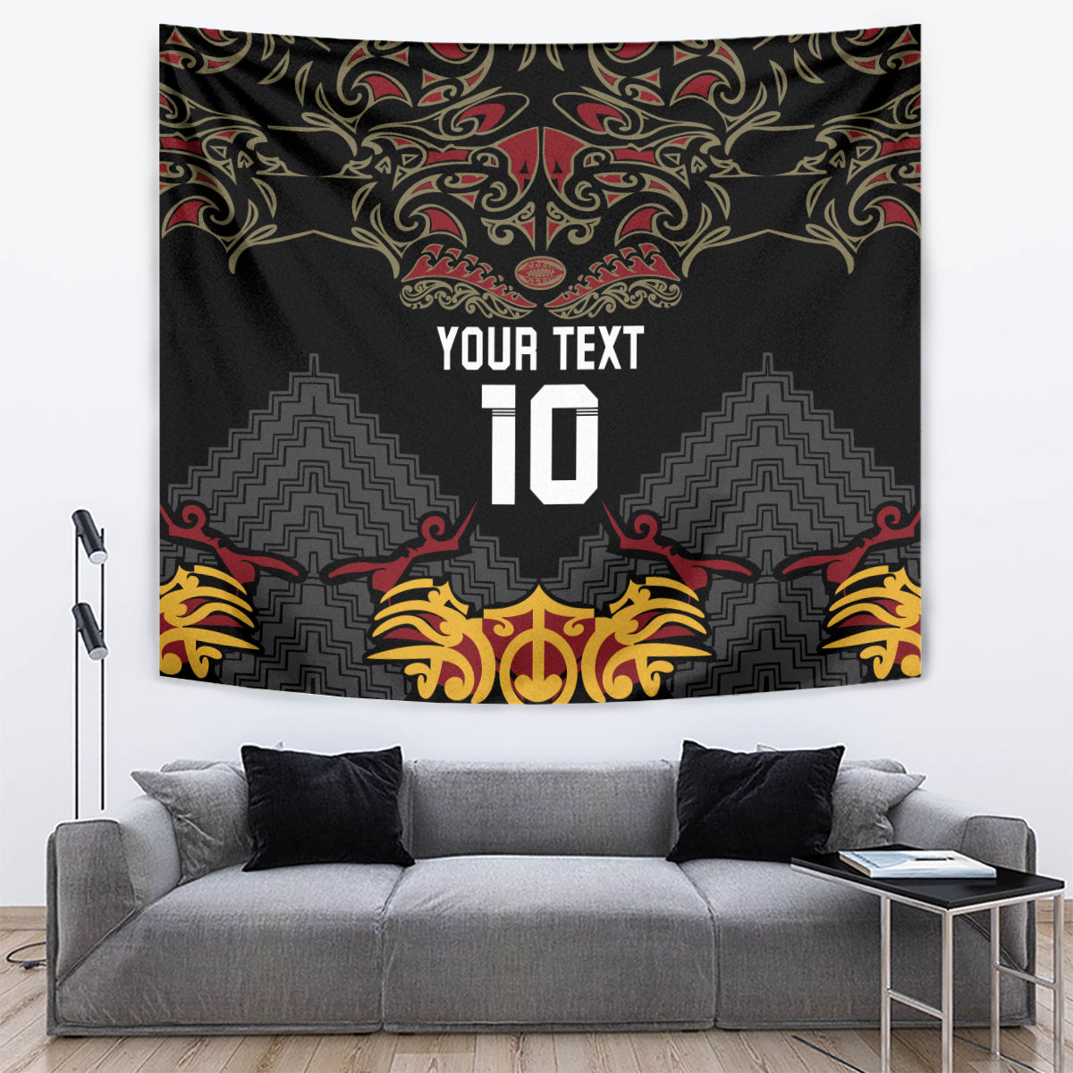 Custom New Zealand Rugby Tapestry Black Fern Maori Tribal Pattern LT03 Black - Polynesian Pride