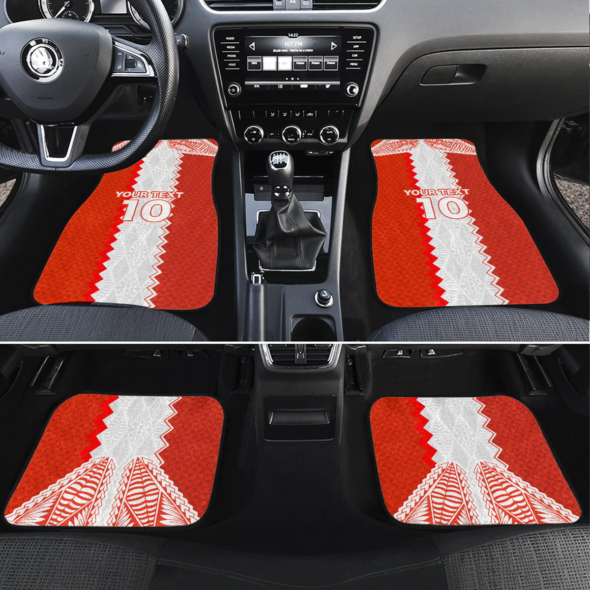 Custom Tonga Rugby Car Mats Ikale Tahi Ngatu Tribal Pattern LT03 Set 4pcs Orange - Polynesian Pride
