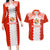 Custom Tonga Rugby Couples Matching Long Sleeve Bodycon Dress and Hawaiian Shirt Ikale Tahi Ngatu Tribal Pattern LT03