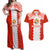 Custom Tonga Rugby Couples Matching Off Shoulder Maxi Dress and Hawaiian Shirt Ikale Tahi Ngatu Tribal Pattern LT03