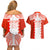 Custom Tonga Rugby Couples Matching Off Shoulder Short Dress and Hawaiian Shirt Ikale Tahi Ngatu Tribal Pattern LT03