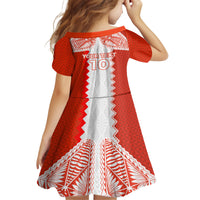 Custom Tonga Rugby Kid Short Sleeve Dress Ikale Tahi Ngatu Tribal Pattern LT03 - Polynesian Pride