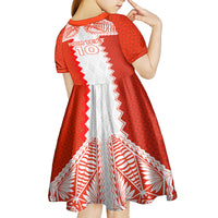 Custom Tonga Rugby Kid Short Sleeve Dress Ikale Tahi Ngatu Tribal Pattern LT03 - Polynesian Pride