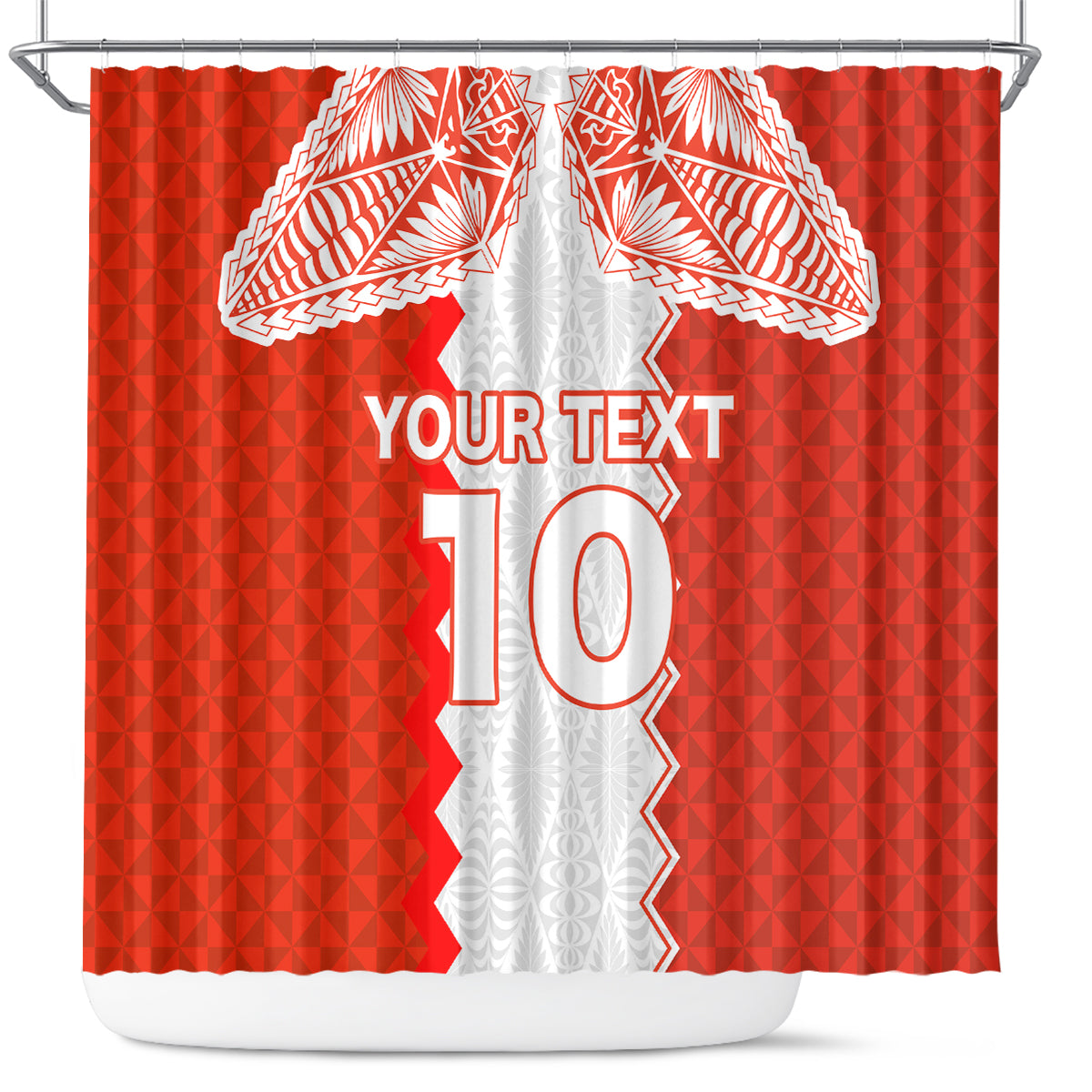Custom Tonga Rugby Shower Curtain Ikale Tahi Ngatu Tribal Pattern LT03 Orange - Polynesian Pride