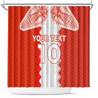 Custom Tonga Rugby Shower Curtain Ikale Tahi Ngatu Tribal Pattern LT03 Orange - Polynesian Pride