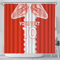 Custom Tonga Rugby Shower Curtain Ikale Tahi Ngatu Tribal Pattern LT03 - Polynesian Pride