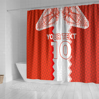 Custom Tonga Rugby Shower Curtain Ikale Tahi Ngatu Tribal Pattern LT03 - Polynesian Pride