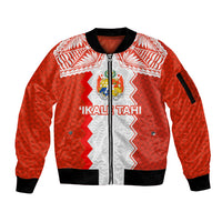 Custom Tonga Rugby Sleeve Zip Bomber Jacket Ikale Tahi Ngatu Tribal Pattern LT03 Unisex Orange - Polynesian Pride
