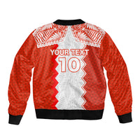 Custom Tonga Rugby Sleeve Zip Bomber Jacket Ikale Tahi Ngatu Tribal Pattern LT03 - Polynesian Pride