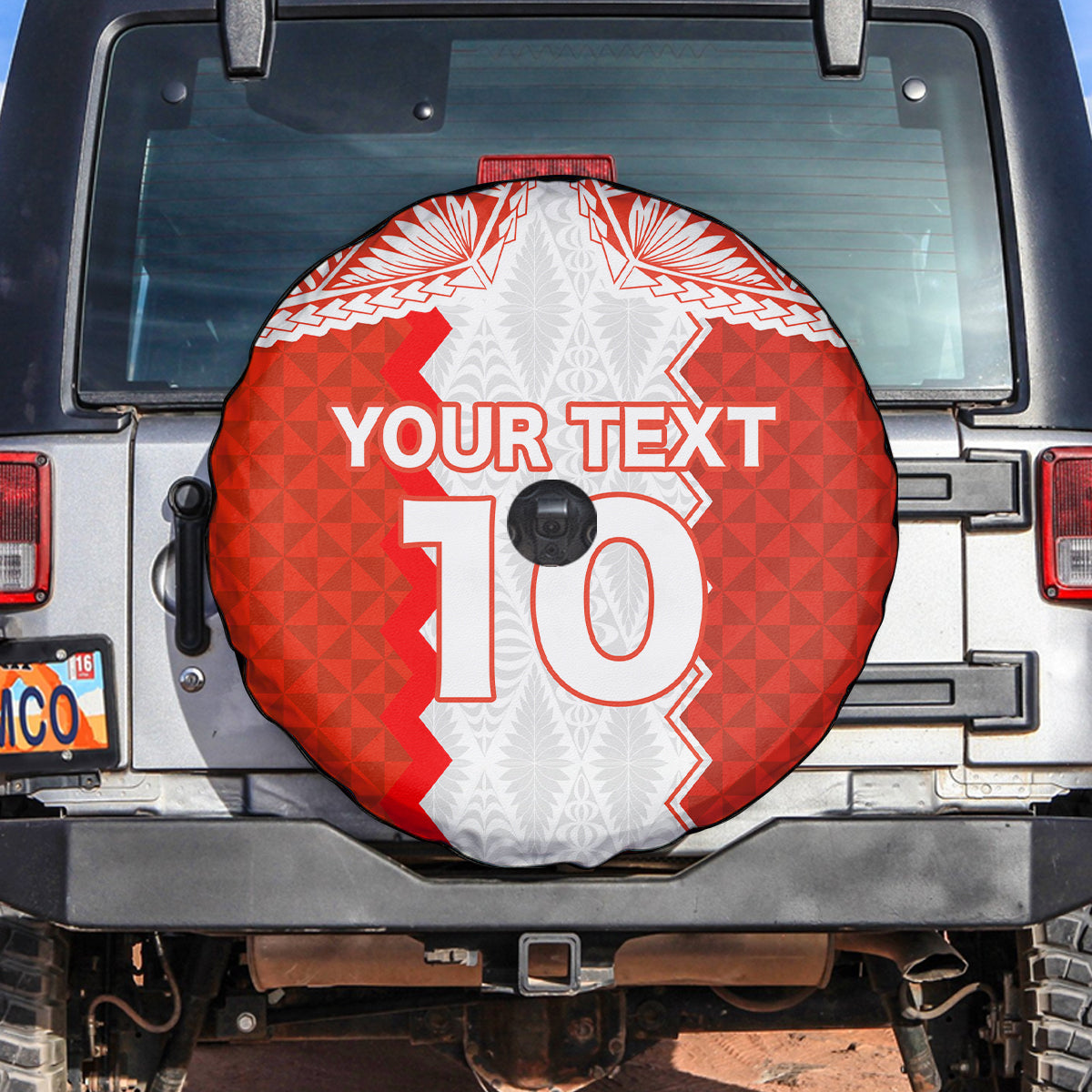 Custom Tonga Rugby Spare Tire Cover Ikale Tahi Ngatu Tribal Pattern LT03 Orange - Polynesian Pride