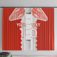 Custom Tonga Rugby Window Curtain Ikale Tahi Ngatu Tribal Pattern LT03 With Hooks Orange - Polynesian Pride