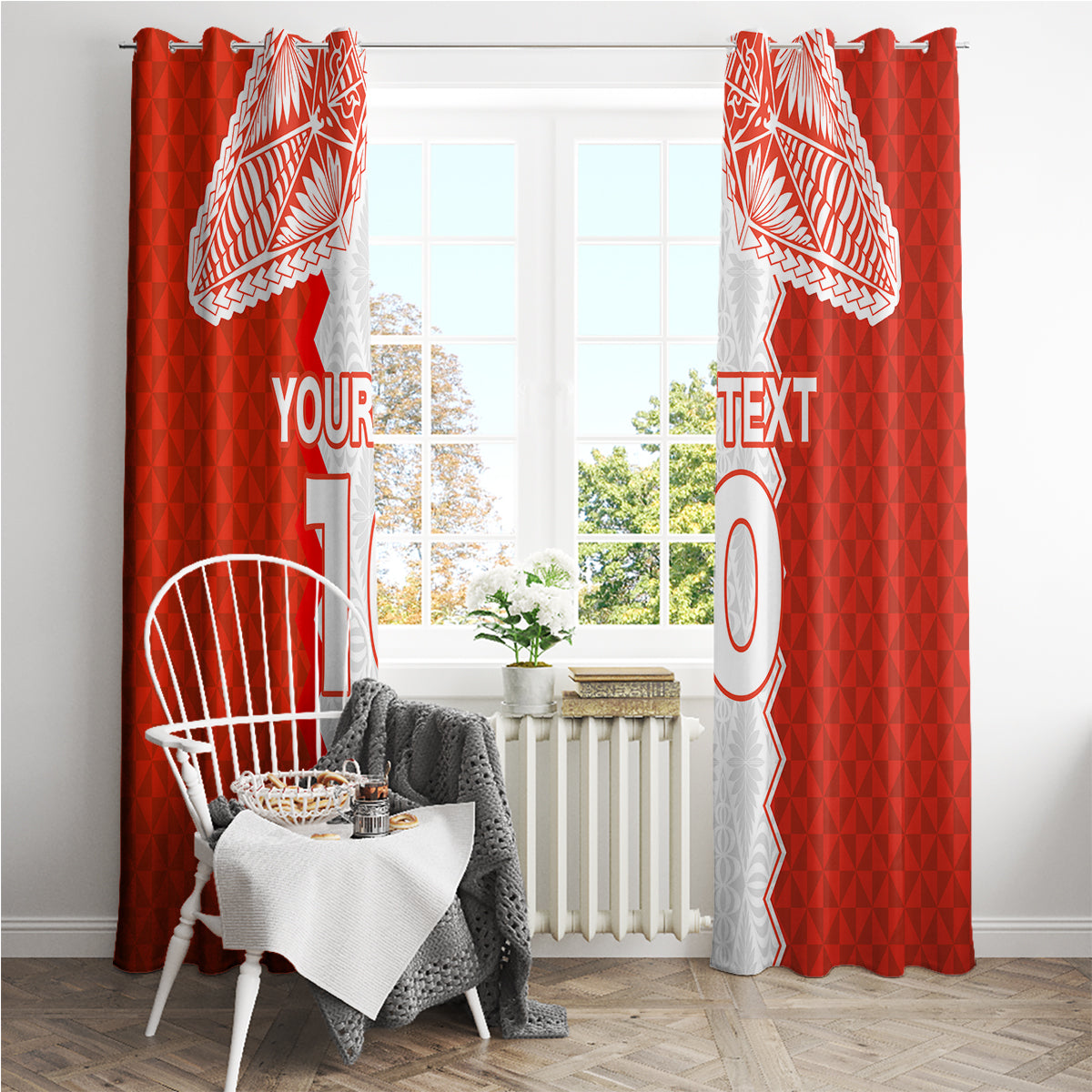 Custom Tonga Rugby Window Curtain Ikale Tahi Ngatu Tribal Pattern LT03 - Polynesian Pride