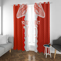 Custom Tonga Rugby Window Curtain Ikale Tahi Ngatu Tribal Pattern LT03 With Grommets Orange - Polynesian Pride