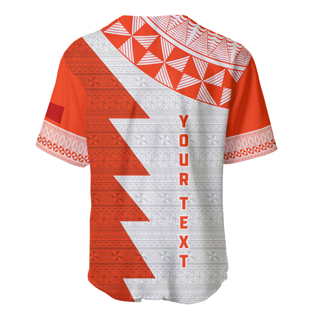 Custom Tonga Rugby Baseball Jersey Ikale Tahi Ngatu Tribal Pattern Half Style LT03 - Polynesian Pride