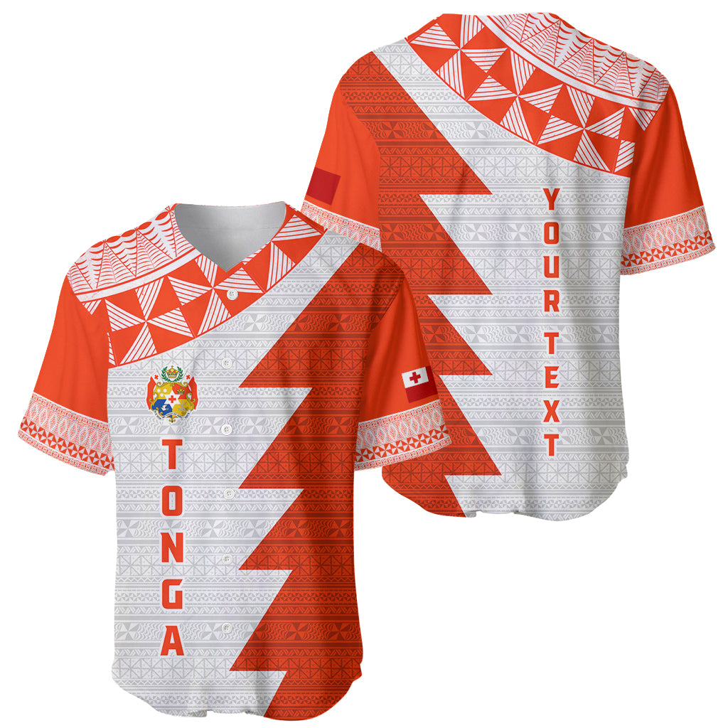 Custom Tonga Rugby Baseball Jersey Ikale Tahi Ngatu Tribal Pattern Half Style LT03 - Polynesian Pride