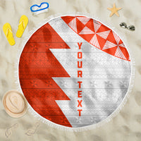Custom Tonga Rugby Beach Blanket Ikale Tahi Ngatu Tribal Pattern Half Style LT03 One Size 150cm Orange - Polynesian Pride