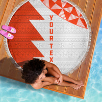 Custom Tonga Rugby Beach Blanket Ikale Tahi Ngatu Tribal Pattern Half Style LT03 - Polynesian Pride