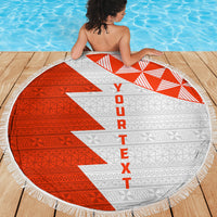 Custom Tonga Rugby Beach Blanket Ikale Tahi Ngatu Tribal Pattern Half Style LT03 - Polynesian Pride
