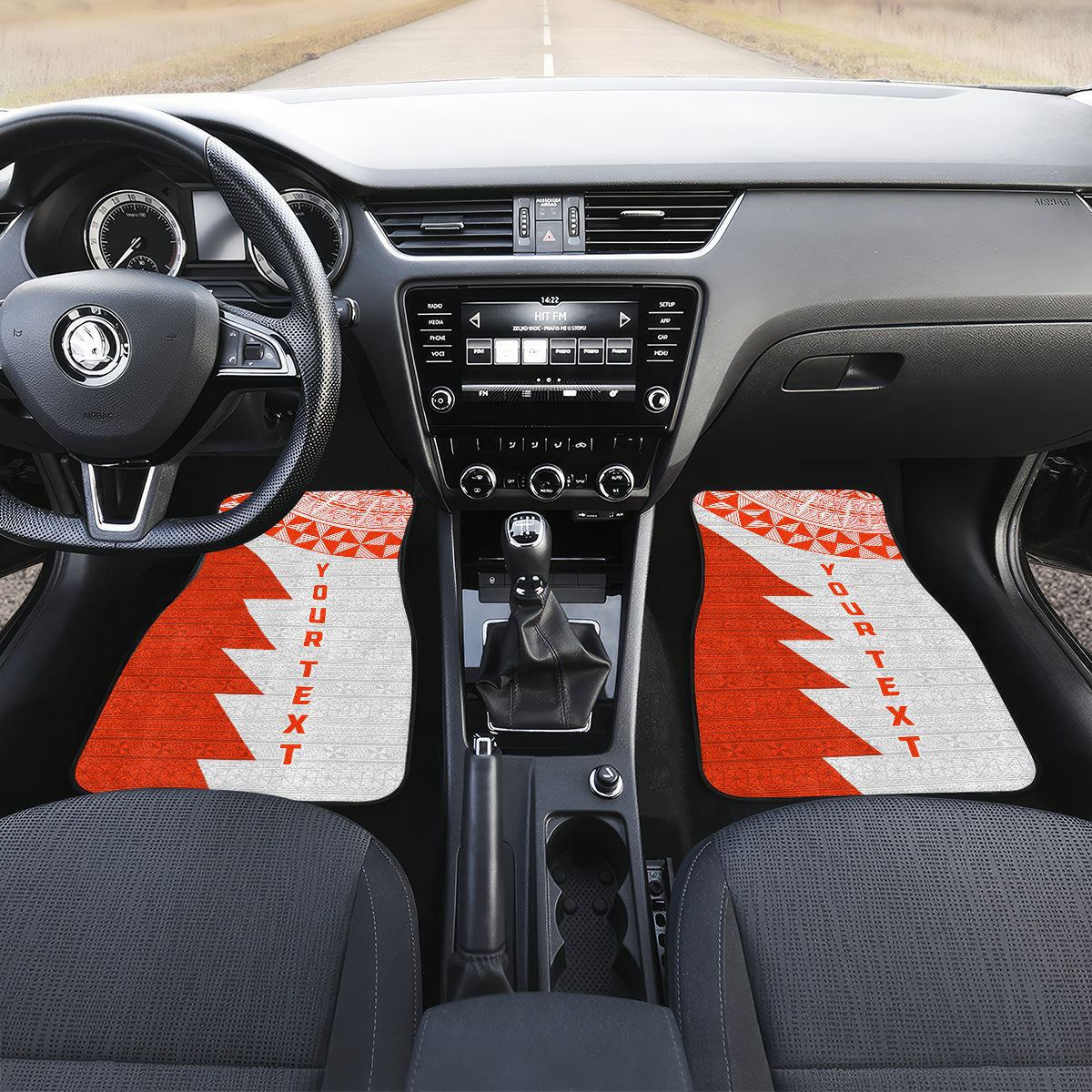 Custom Tonga Rugby Car Mats Ikale Tahi Ngatu Tribal Pattern Half Style LT03 Set 2pcs - Front Orange - Polynesian Pride