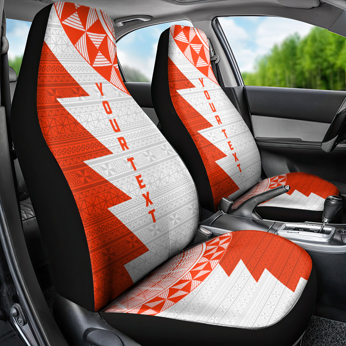 Custom Tonga Rugby Car Seat Cover Ikale Tahi Ngatu Tribal Pattern Half Style LT03 - Polynesian Pride