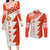 Custom Tonga Rugby Couples Matching Long Sleeve Bodycon Dress and Long Sleeve Button Shirt Ikale Tahi Ngatu Tribal Pattern Half Style LT03