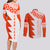 Custom Tonga Rugby Couples Matching Long Sleeve Bodycon Dress and Long Sleeve Button Shirt Ikale Tahi Ngatu Tribal Pattern Half Style LT03