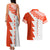 Custom Tonga Rugby Couples Matching Tank Maxi Dress and Hawaiian Shirt Ikale Tahi Ngatu Tribal Pattern Half Style LT03