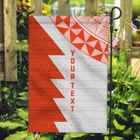Custom Tonga Rugby Garden Flag Ikale Tahi Ngatu Tribal Pattern Half Style LT03 Garden Flag Orange - Polynesian Pride