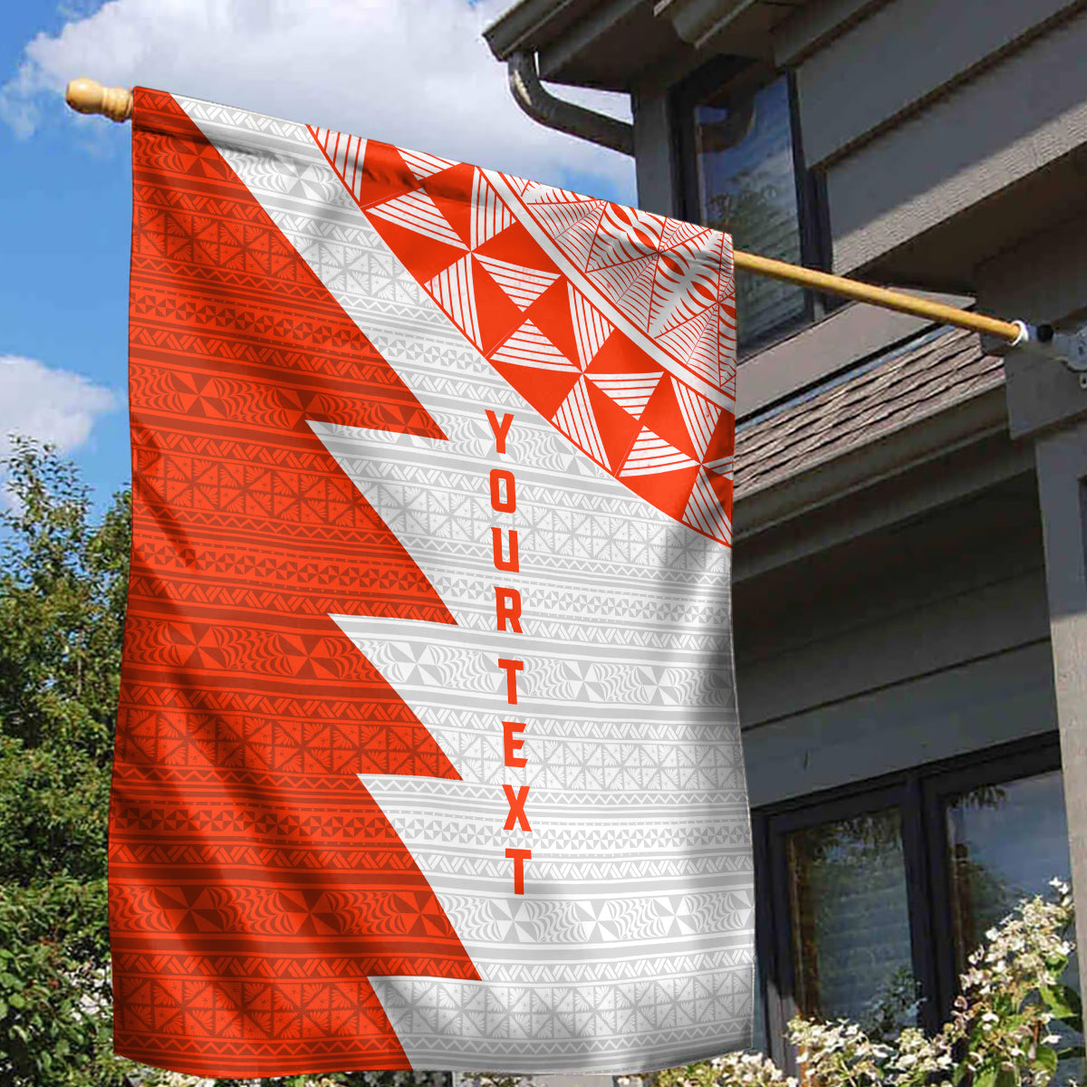 Custom Tonga Rugby Garden Flag Ikale Tahi Ngatu Tribal Pattern Half Style LT03 - Polynesian Pride