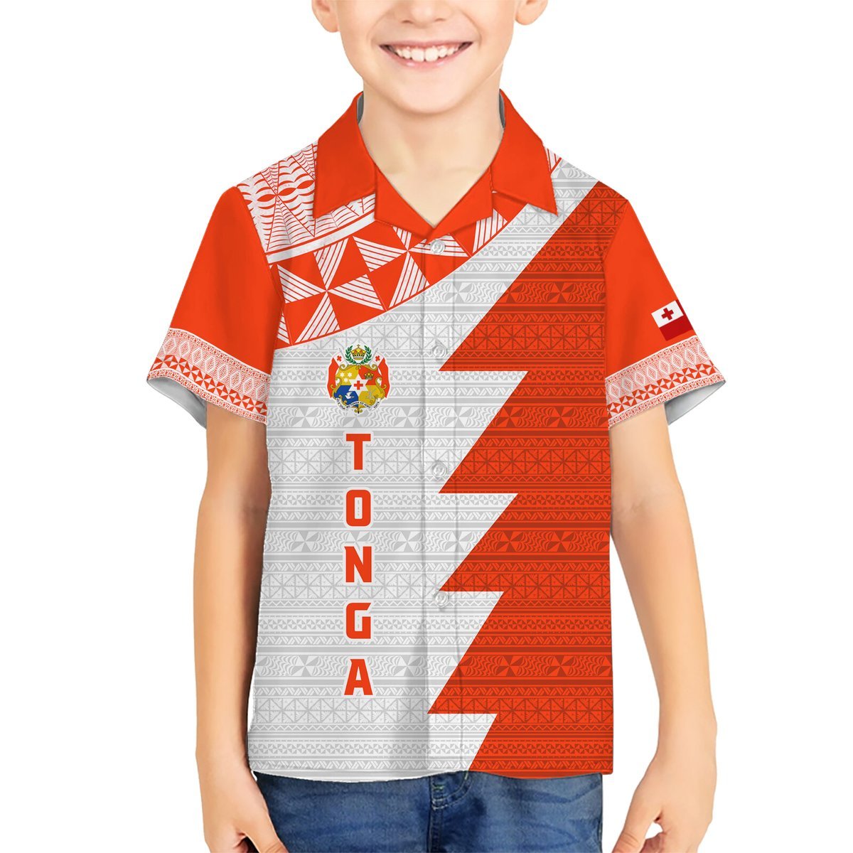 Custom Tonga Rugby Hawaiian Shirt Ikale Tahi Ngatu Tribal Pattern Half Style LT03 - Polynesian Pride